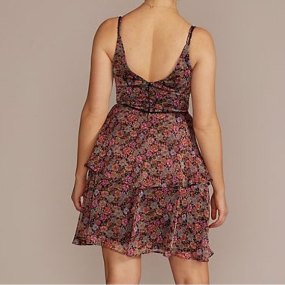 NWT New David’s Bridal DB Floral Printed Tiered Ruffle Party Dress 2 - Picture 3 of 4